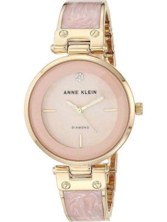 Anne Klein Women Light Pink Gold Analog Quartz Genuine Diamond Dial Bangle Watch main image 5